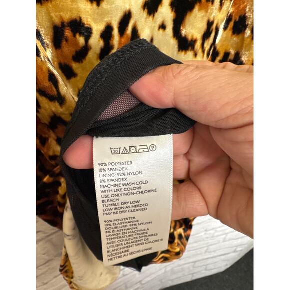 Silence + Noise Leopard Animal Print Long Sleeve Mini Crushed Velvet Dress MED - Picture 4 of 4